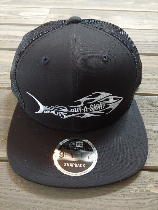 Fishing Hat New Era Flat Brimmed Adjustable Hat-Black