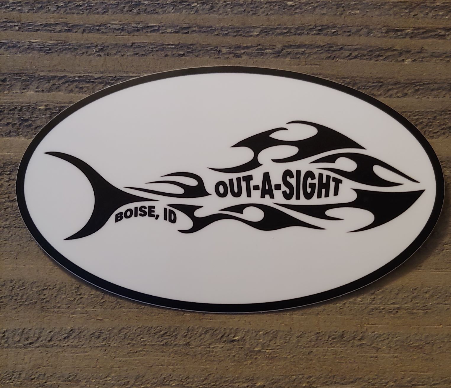 Out-A-Sight fishing sticker 5"x 3"